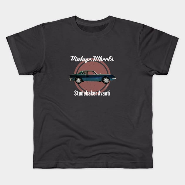 Vintage Wheels - Studebaker Avanti Kids T-Shirt by DaJellah